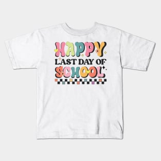 Retro Groovy Happy Last Day Of School Kids T-Shirt